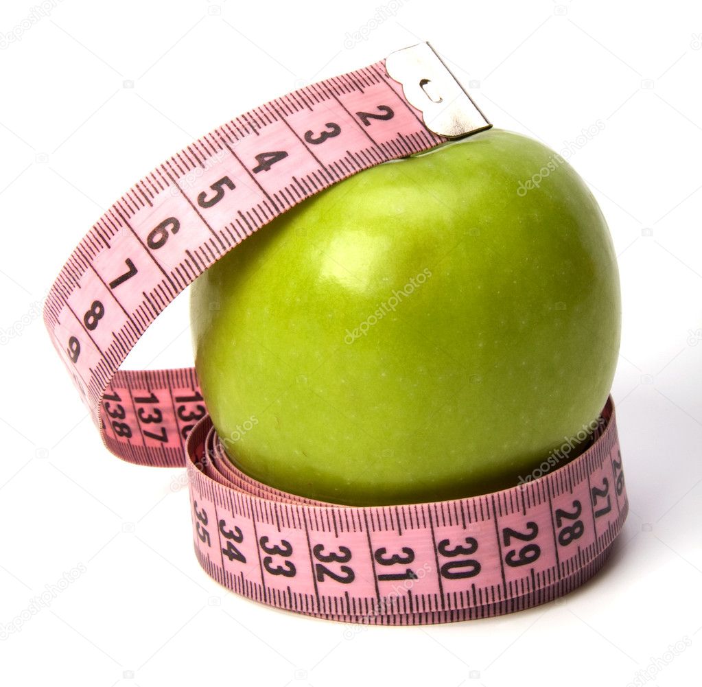 Tape measure around apple