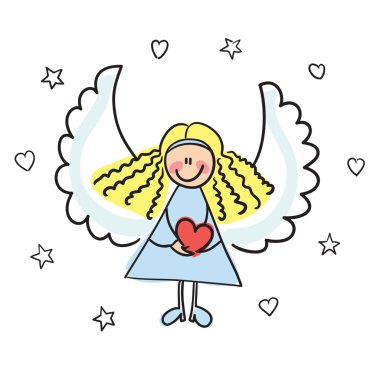 Angel with heart vector illustration clipart