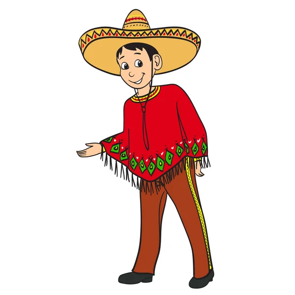 Niño mexicano vestido con un sui tradicional — Vector de stock
