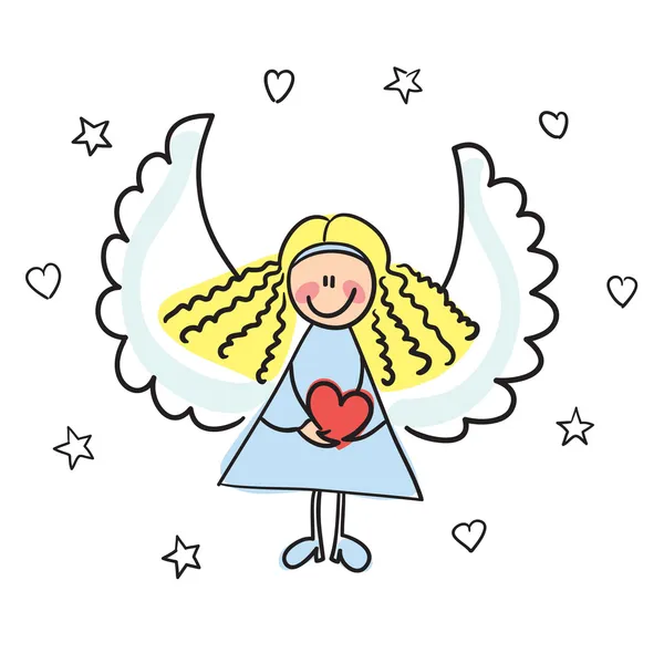 Angel with heart vector illustration — Stock Vector