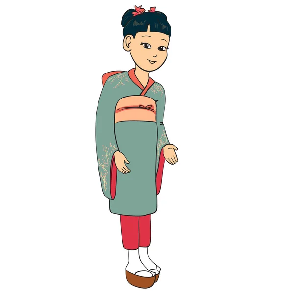 Ιαπωνική κορίτσι ντυμένοι παραδοσιακό κοστούμι k — Διανυσματικό Αρχείο