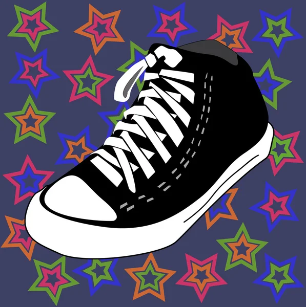 stock vector Vector disco shoes and stars background