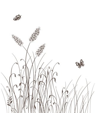 Vector grass silhouettes background clipart