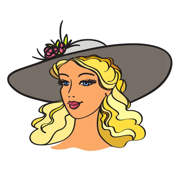 Chica con sombrero — Vector de stock
