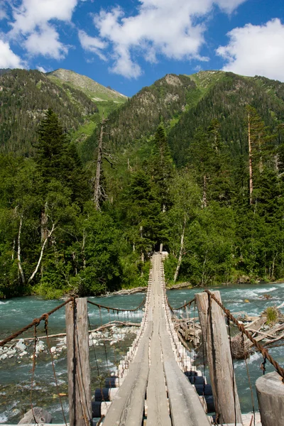 Pont à pied sur la rivière — Photo