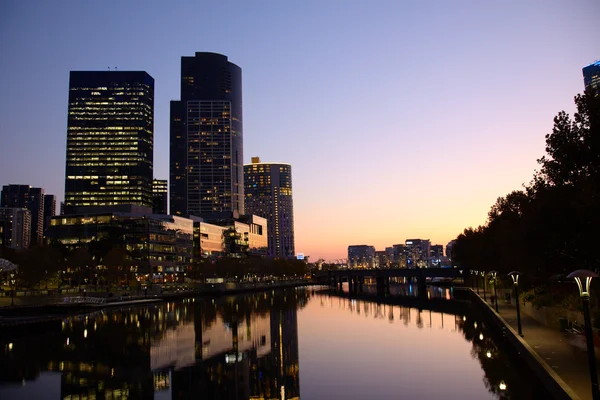 Noite em Melbourne CBD — Fotografia de Stock
