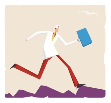 Doctor running to the aid clipart