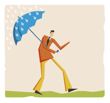 Man with umbrella clipart