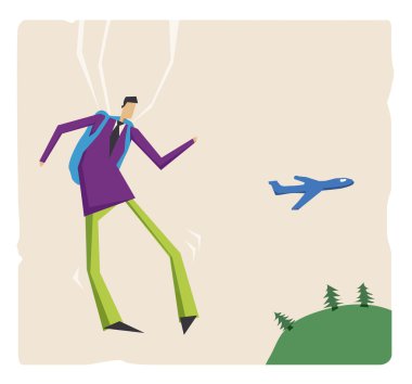 Man with a parachute clipart