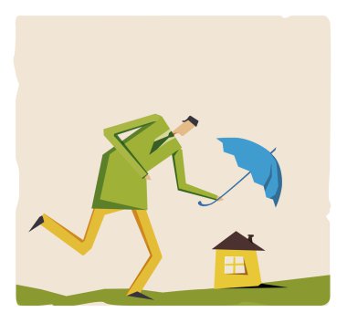 Man protects the house clipart