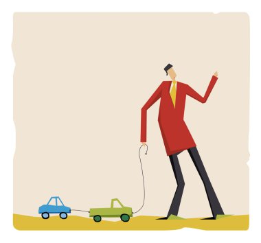 Man with toy cars clipart
