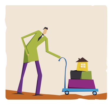 Man with a carriage clipart