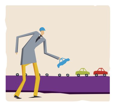 Man at a factory with cars clipart
