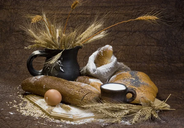 Martwa natura z chleb jedzenie — Zdjęcie stockowe