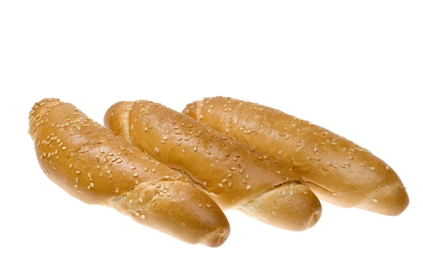 Chleb jedzenie na białym — Zdjęcie stockowe