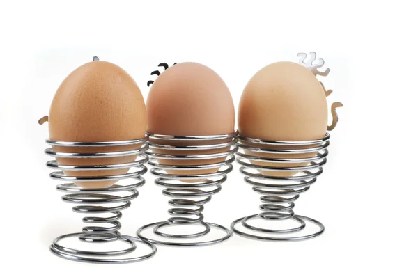 Cor ovos de galinha sobre branco — Fotografia de Stock