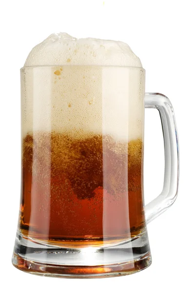 Álcool vidro de cerveja escuro com espuma — Fotografia de Stock