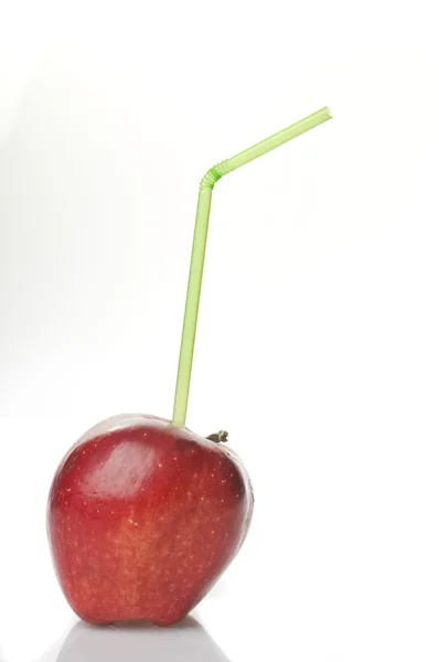 Jabłko jedzenie na białym — Zdjęcie stockowe