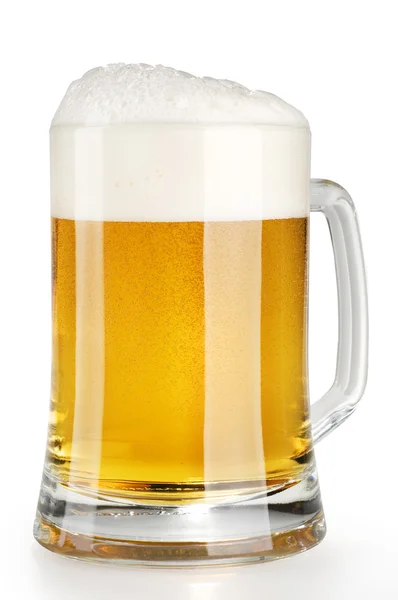 Alkohol leichter Bierkrug mit Schaum Stockbild