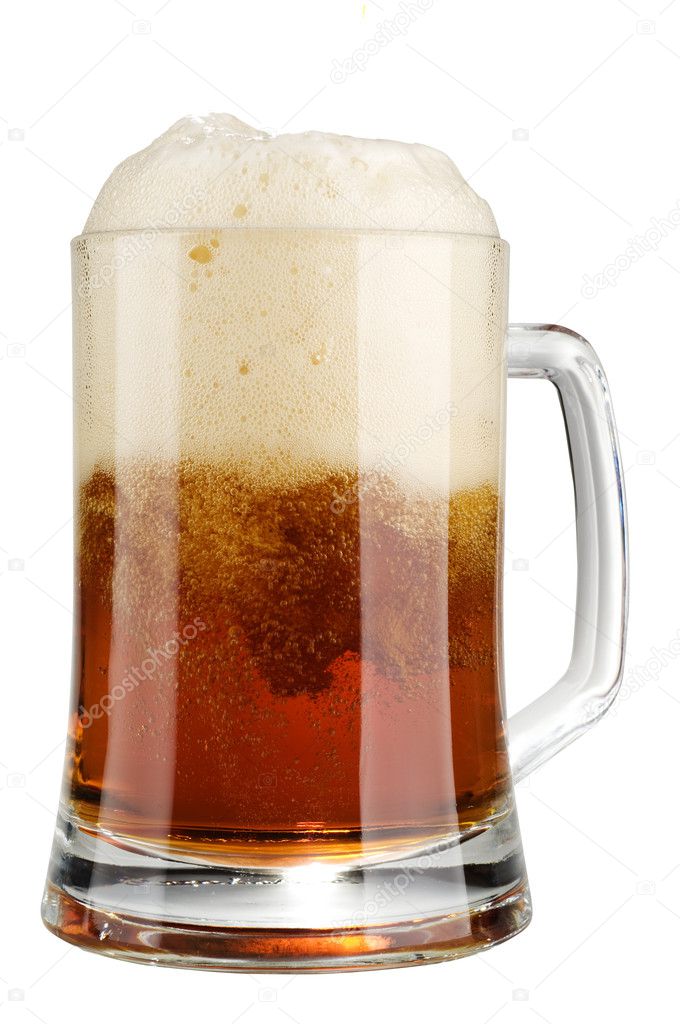 Alcohol dark beer glass with froth