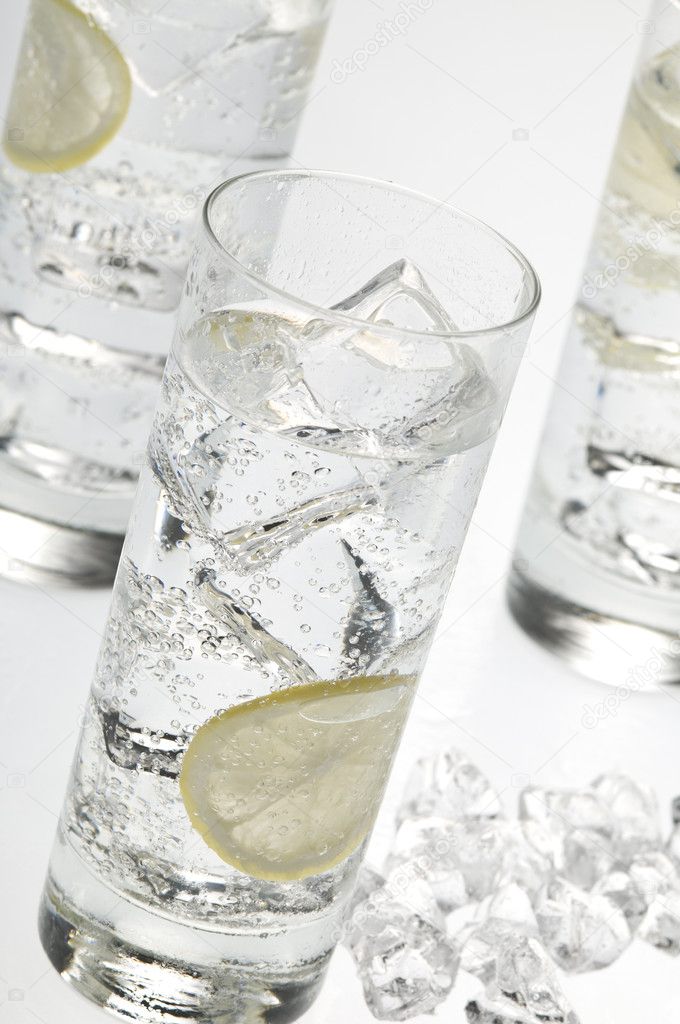 Glasses objects with soda water