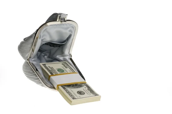 Dinero dólar en una bolsa . —  Fotos de Stock