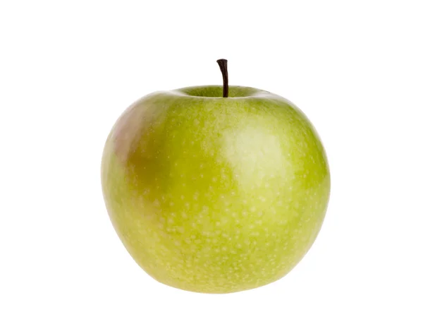 Зеленое яблоко над белым — стоковое фото