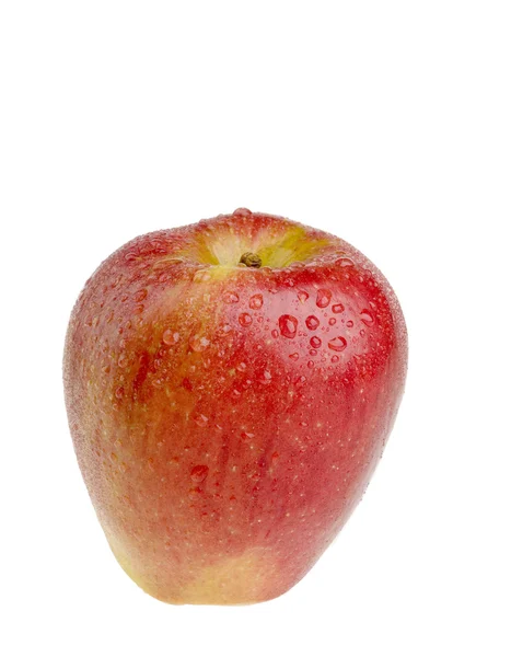 Свежее красное спелое яблоко над белым — стоковое фото