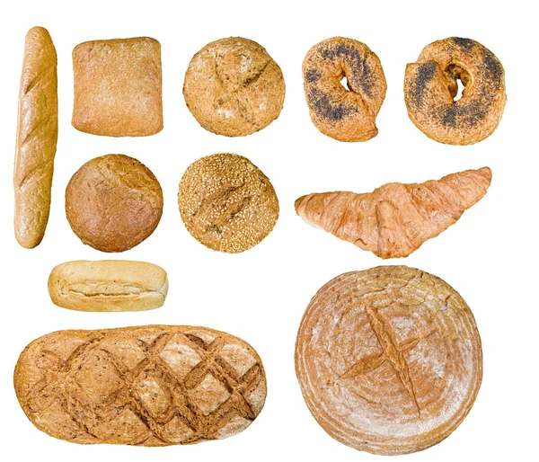 Bread food set over white — Stock Photo, Image