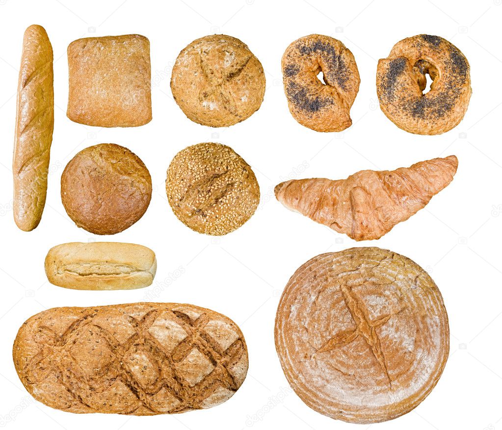 Bread food set over white