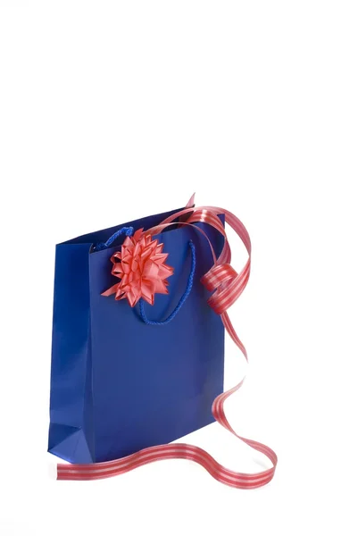 Gift blue pack isolated on a white — Stock Photo, Image