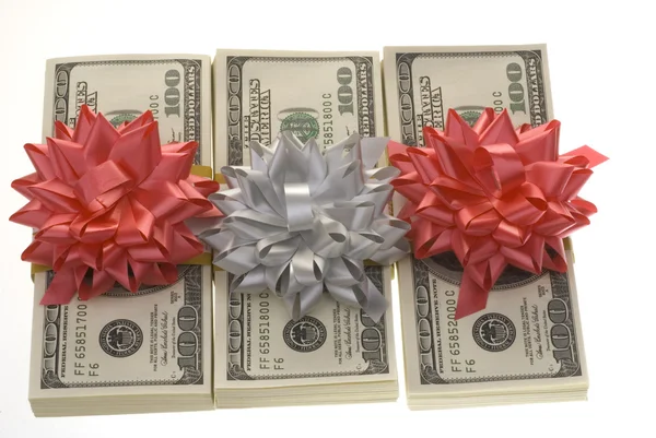 Pacotes de dinheiro com decoração de papel . — Fotografia de Stock