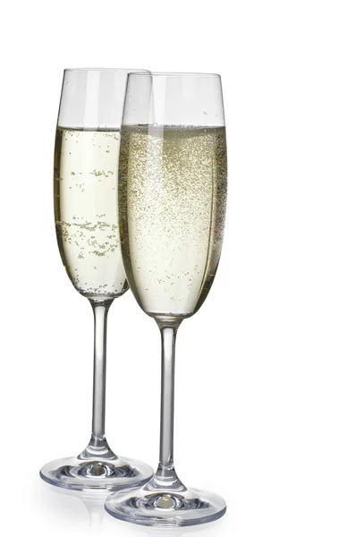 Két wineglasses, a pezsgő — Stock Fotó