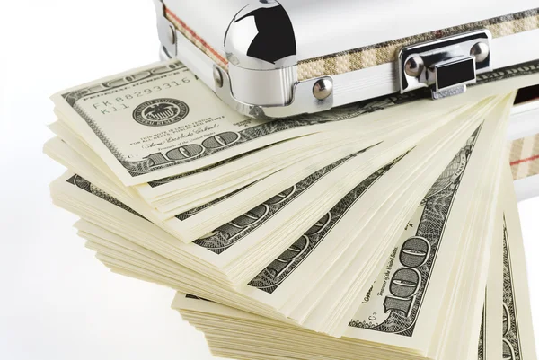 One hundred dollar bills in a box — Stock Photo, Image