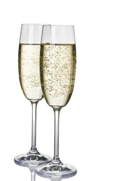 Két wineglasses, a pezsgő — Stock Fotó