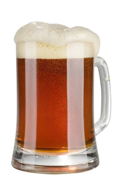 Alkohol tmavé pivo sklo s pěny nad, samostatný — Stock fotografie