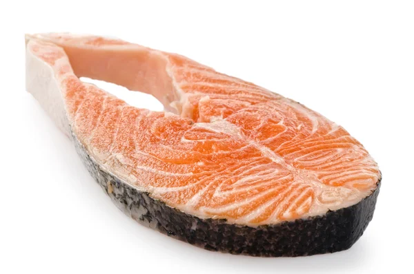Salmon raw steak on white — Stock Photo, Image