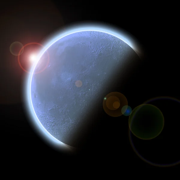 Planète avec Soleil Levant — Photo