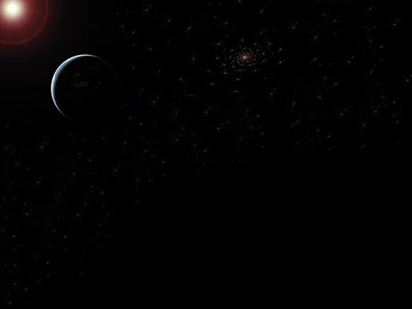 Planeta e estrela no fundo da galáxia — Fotografia de Stock
