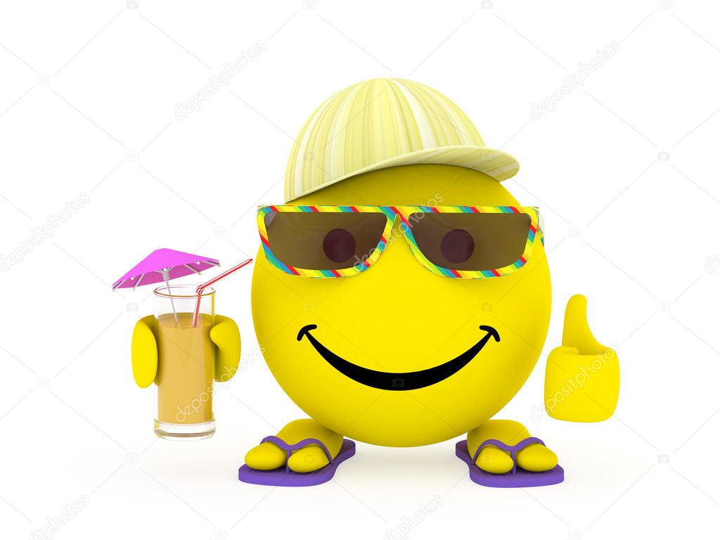 Happy Face Yellow Ball In Summer Clothes — Stock Photo © Madbit #2613586