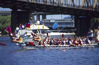 Dragon Boats race finish clipart