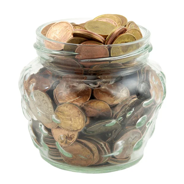 Overflowed bank with coins — Stock Photo, Image