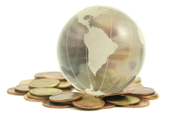 Glass globe and money — Stock Photo, Image