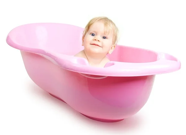 Bebé niña bañándose en el baño —  Fotos de Stock