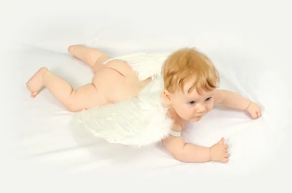 Flying baby ängel med vingar — Stockfoto