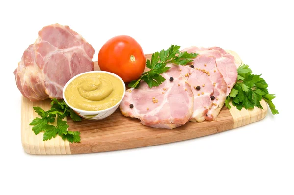Carne affumicata con senape e spezie — Foto Stock