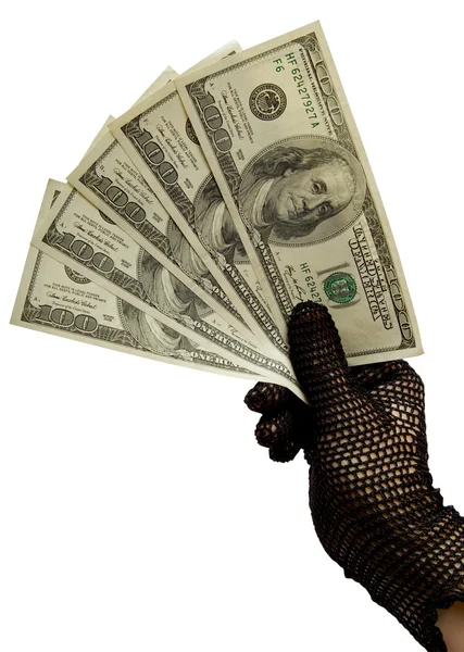 Geld in een vrouwelijke hand — Stockfoto