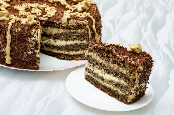 ケシのとチョコレートのケーキ — ストック写真