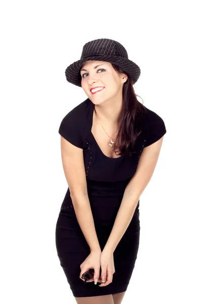 Young woman in a black dress — Stock Photo, Image