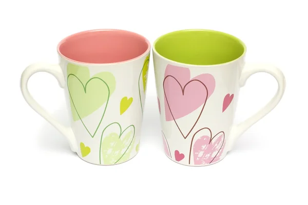 Dos tazas con corazones — Foto de Stock